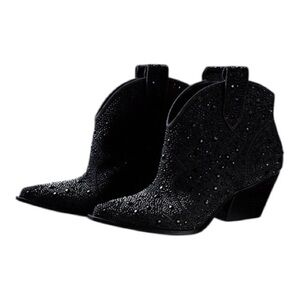 Jessica Simpson Women’s Sparkly Black Ankle Booties Western Style